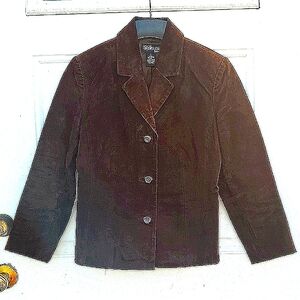 Women's Style and Co Suede Leather Brown Blazer Jacket Petite